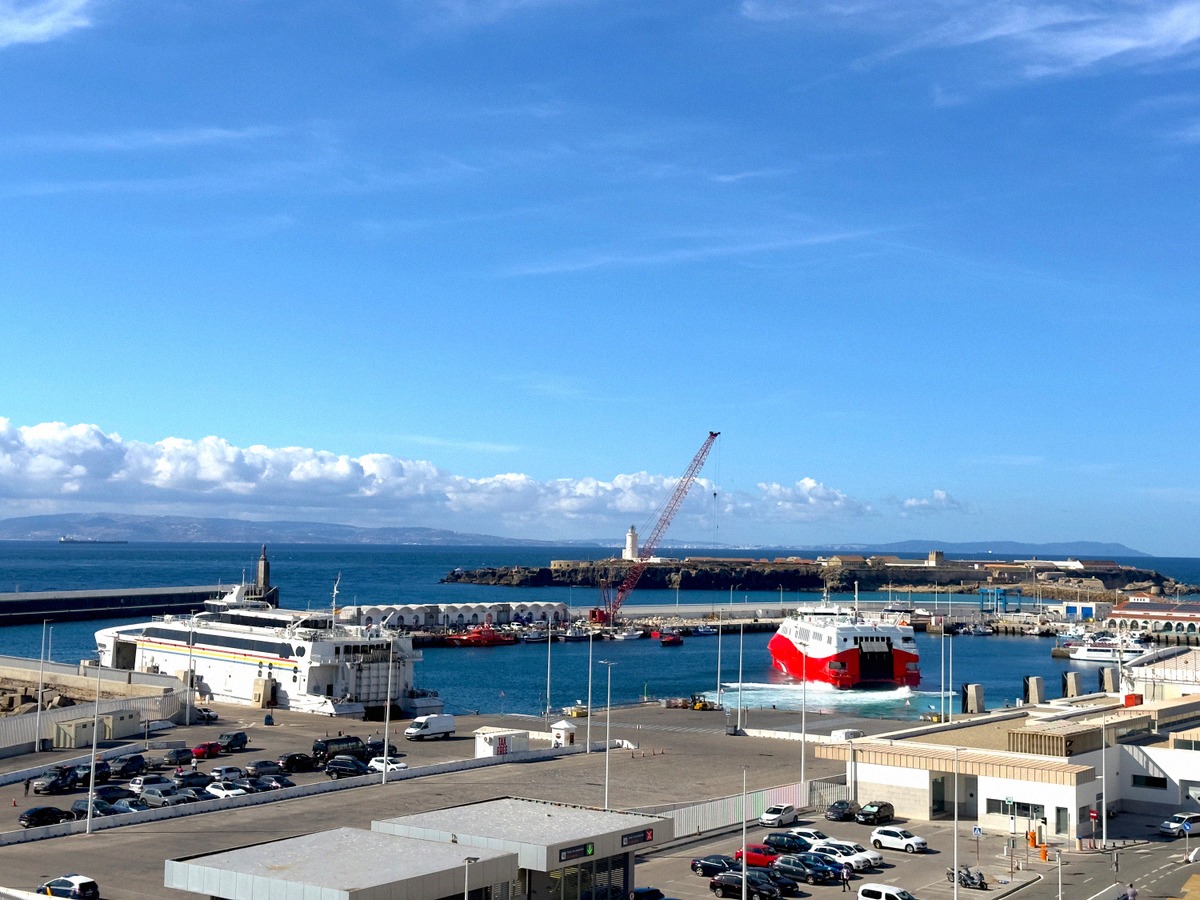 Ferry in the port of Tarifa at the Strait of Gibraltar